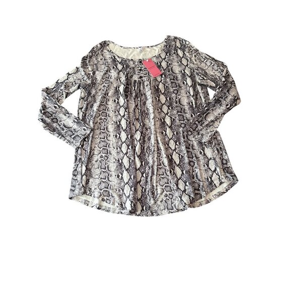 Snakeskin Print Womens Long Sleeve Blouse 3XL By Luckymore 65% Polyester 30% Ray - Picture 1 of 5